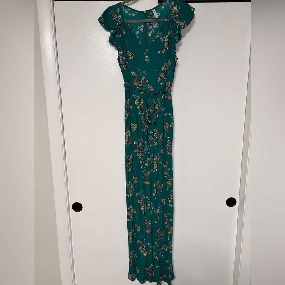 Xhilaration Teal Floral Maxi Dress